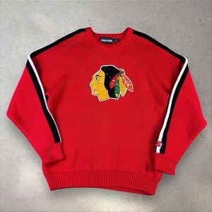 Chicago Blackhawks Vtg Starter Acrylic Knit NHL Hockey‎ Sweater Sweatshirt Sz M